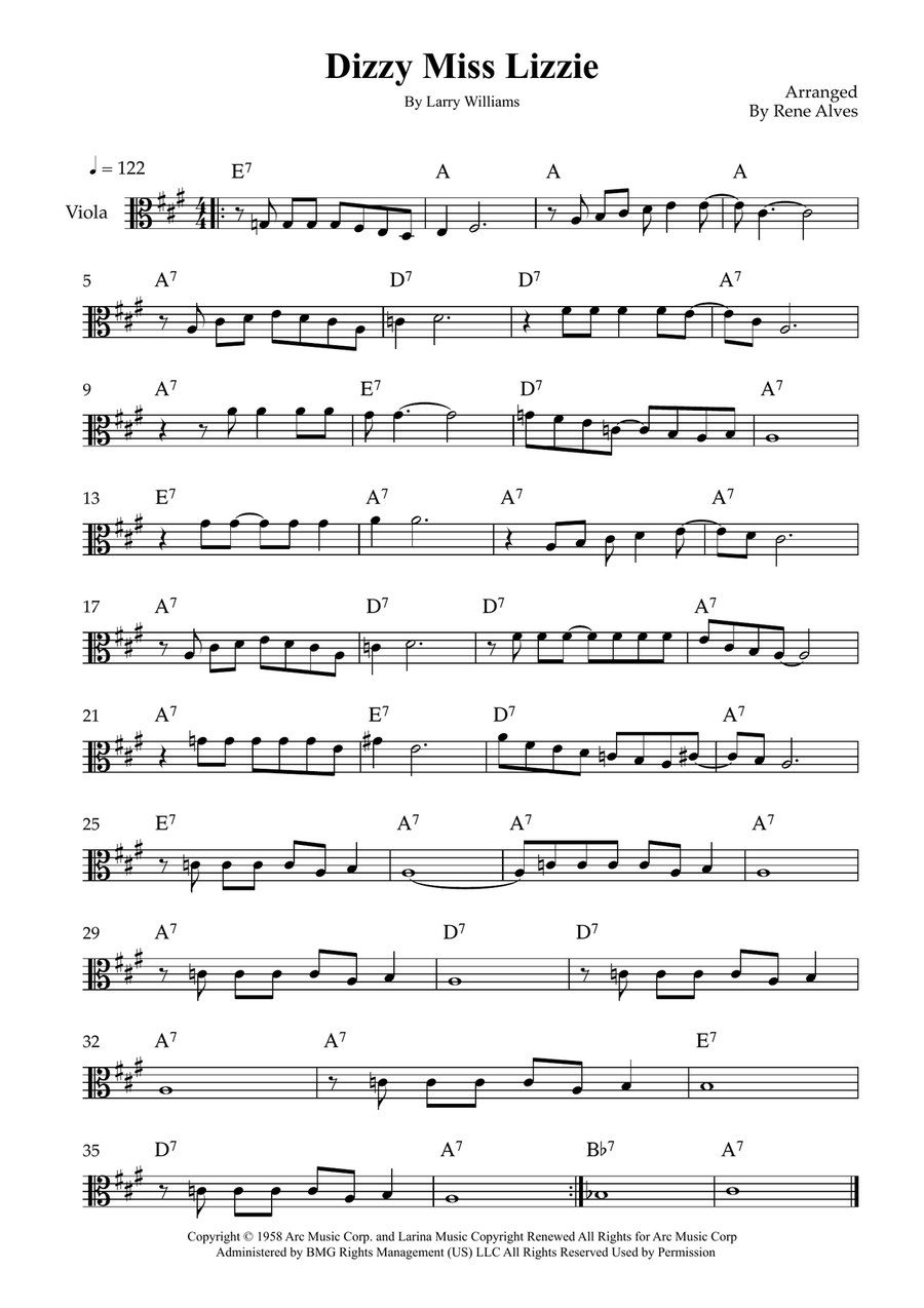 Dizzy Miss Lizzie Dizzy Miss Lizzie Viola Solo scores gallery preview page 1