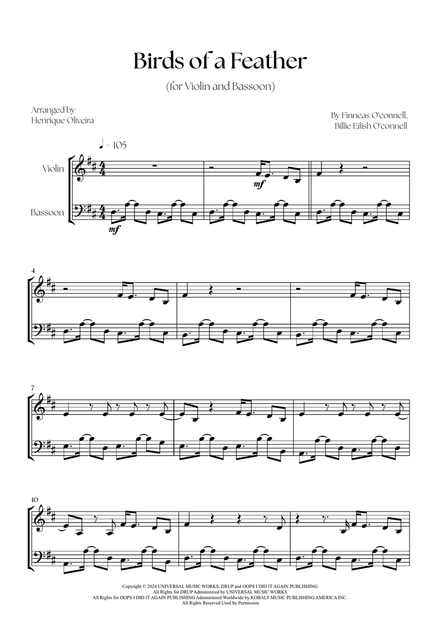 Birds Of A Feather Birds Of A Feather Bassoon scores gallery preview page 1