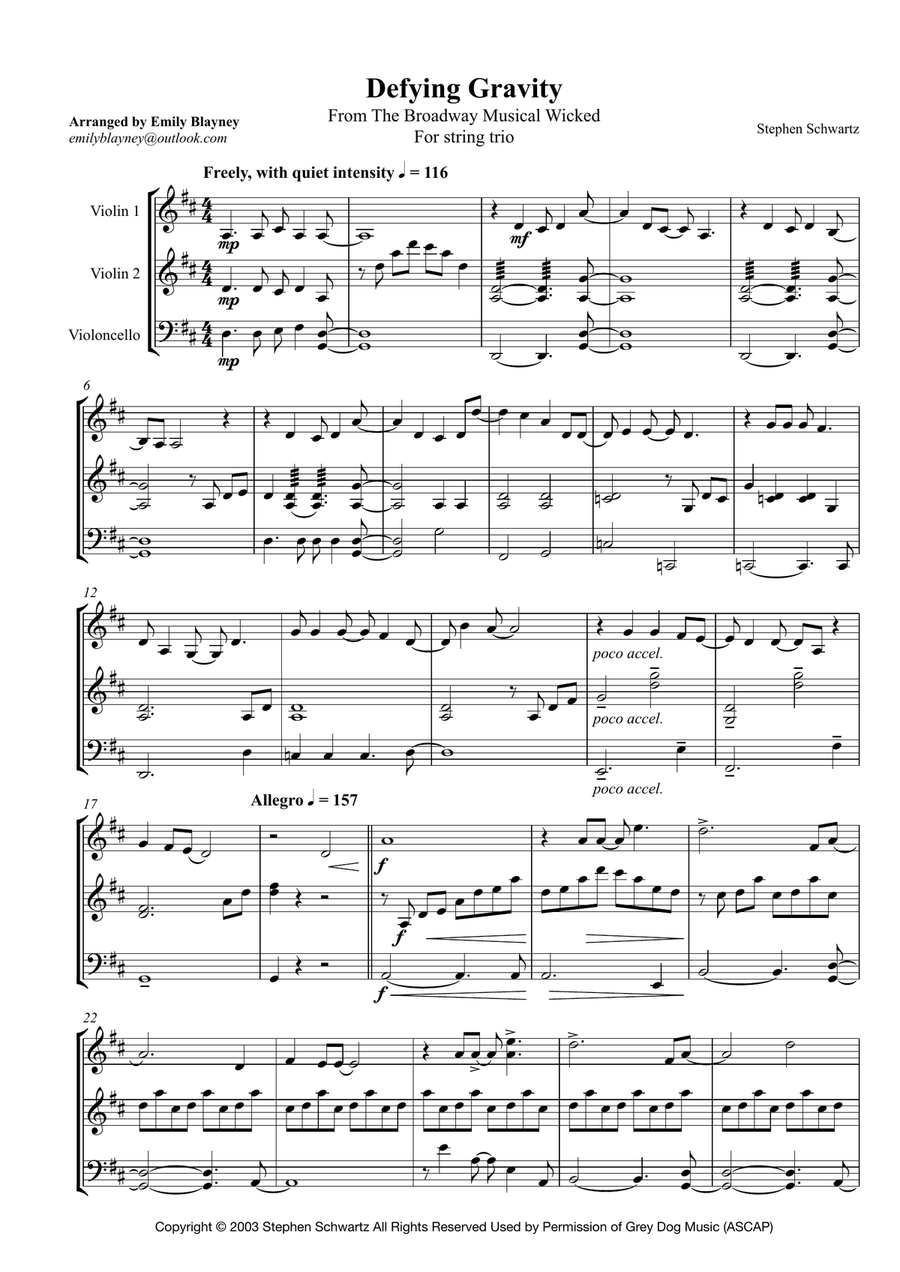 Defying Gravity Defying Gravity String Trio scores gallery preview page 1