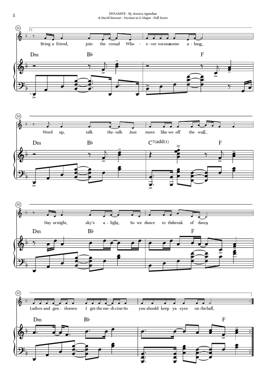 Dynamite Dynamite Piano, Vocal scores gallery preview page 6