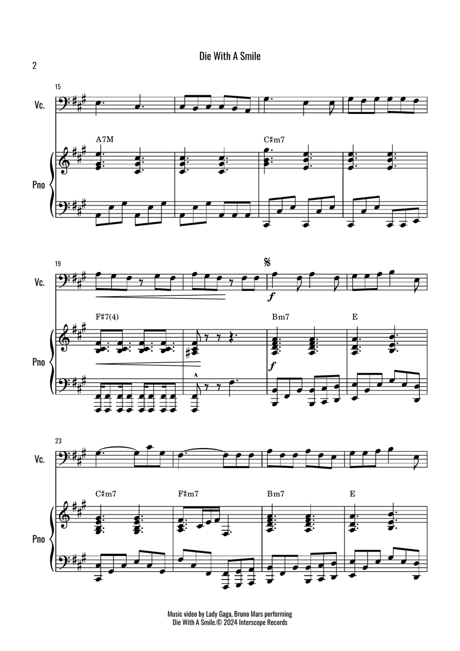 Die With A Smile Viola scores gallery preview page 2