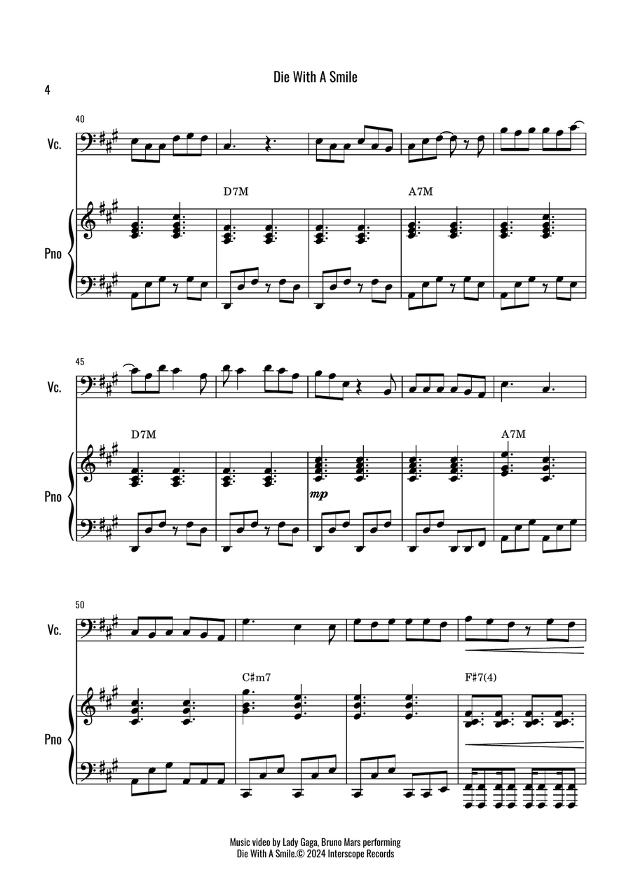 Die With A Smile Viola scores gallery preview page 4