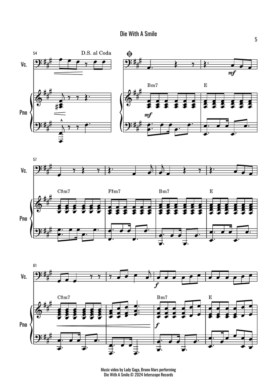 Die With A Smile Viola scores gallery preview page 5