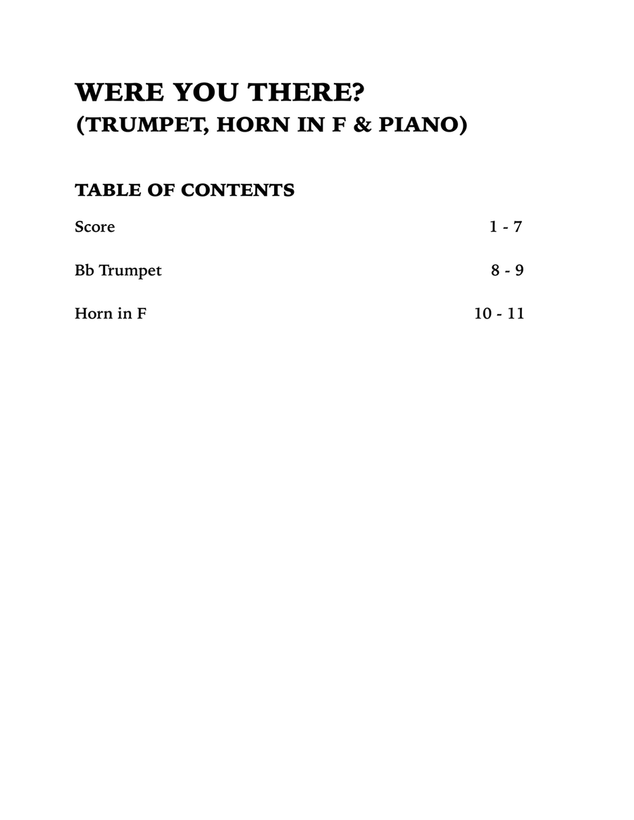 Were You There (Trio for Trumpet, Horn in F and Piano) Brass Trio scores gallery preview page 4