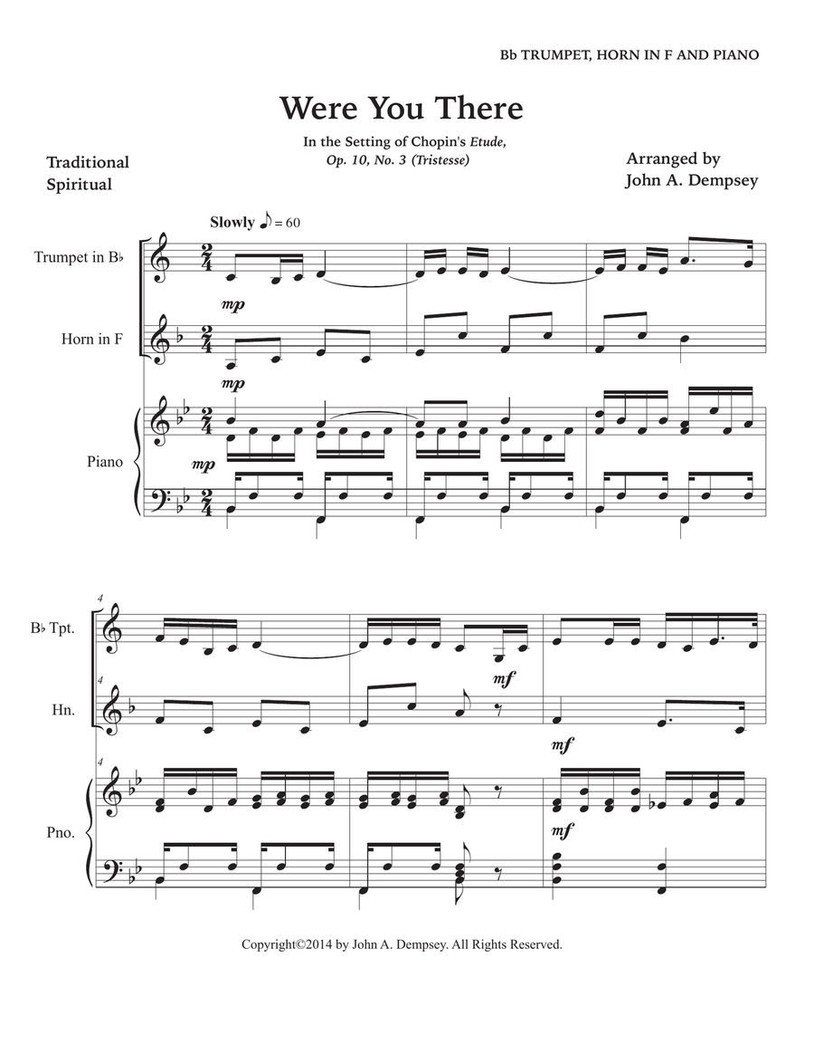 Were You There (Trio for Trumpet, Horn in F and Piano) Brass Trio scores gallery preview page 5