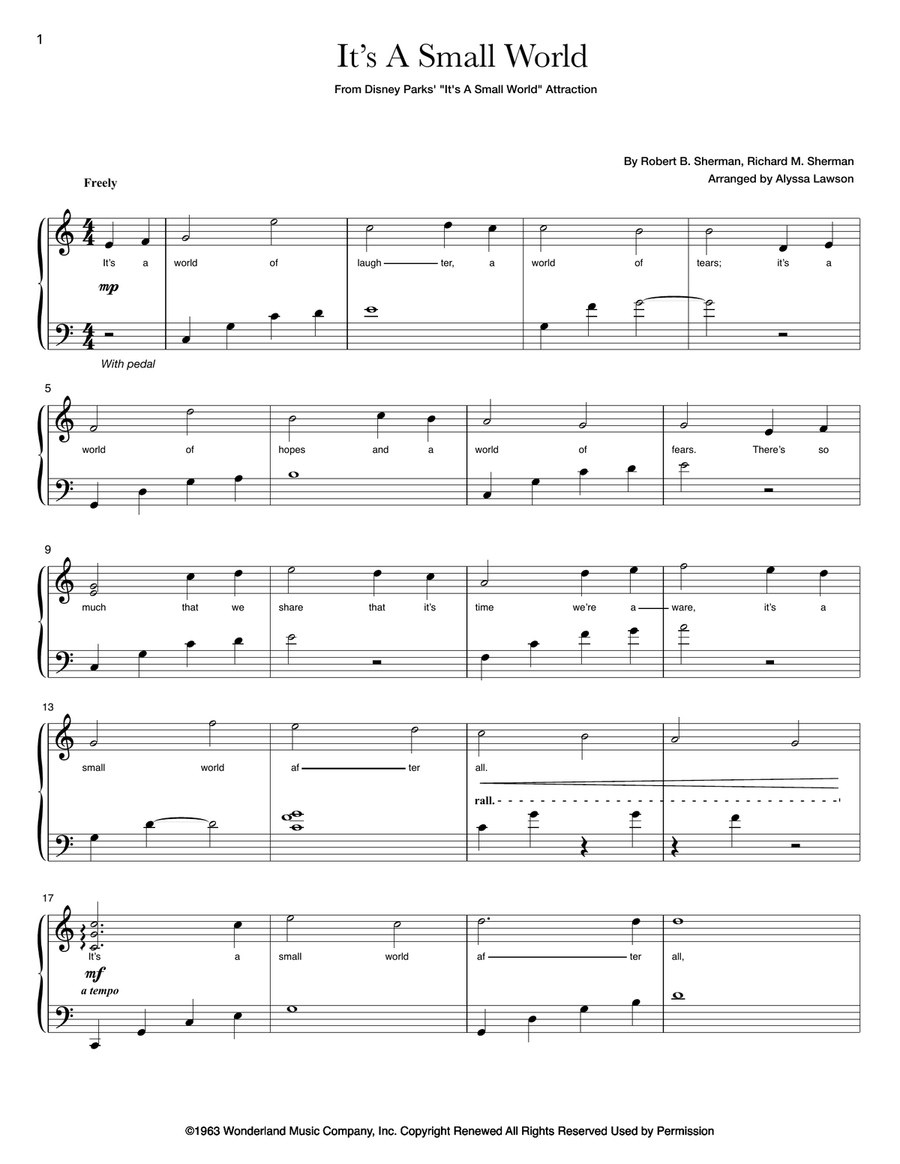 It's A Small World Piano Solo scores gallery preview page 1