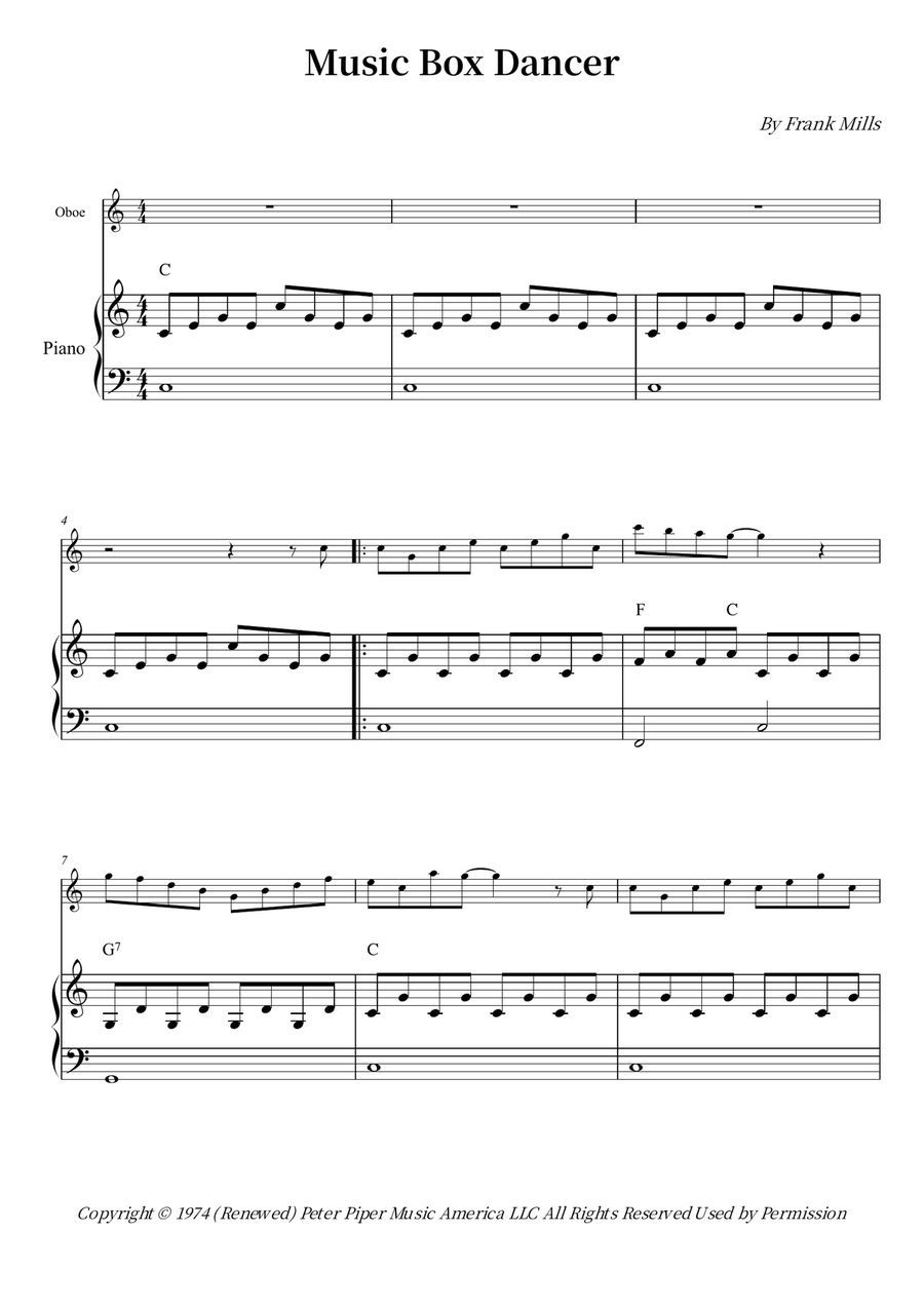 Music Box Dancer Music Box Dancer Piano scores gallery preview page 1