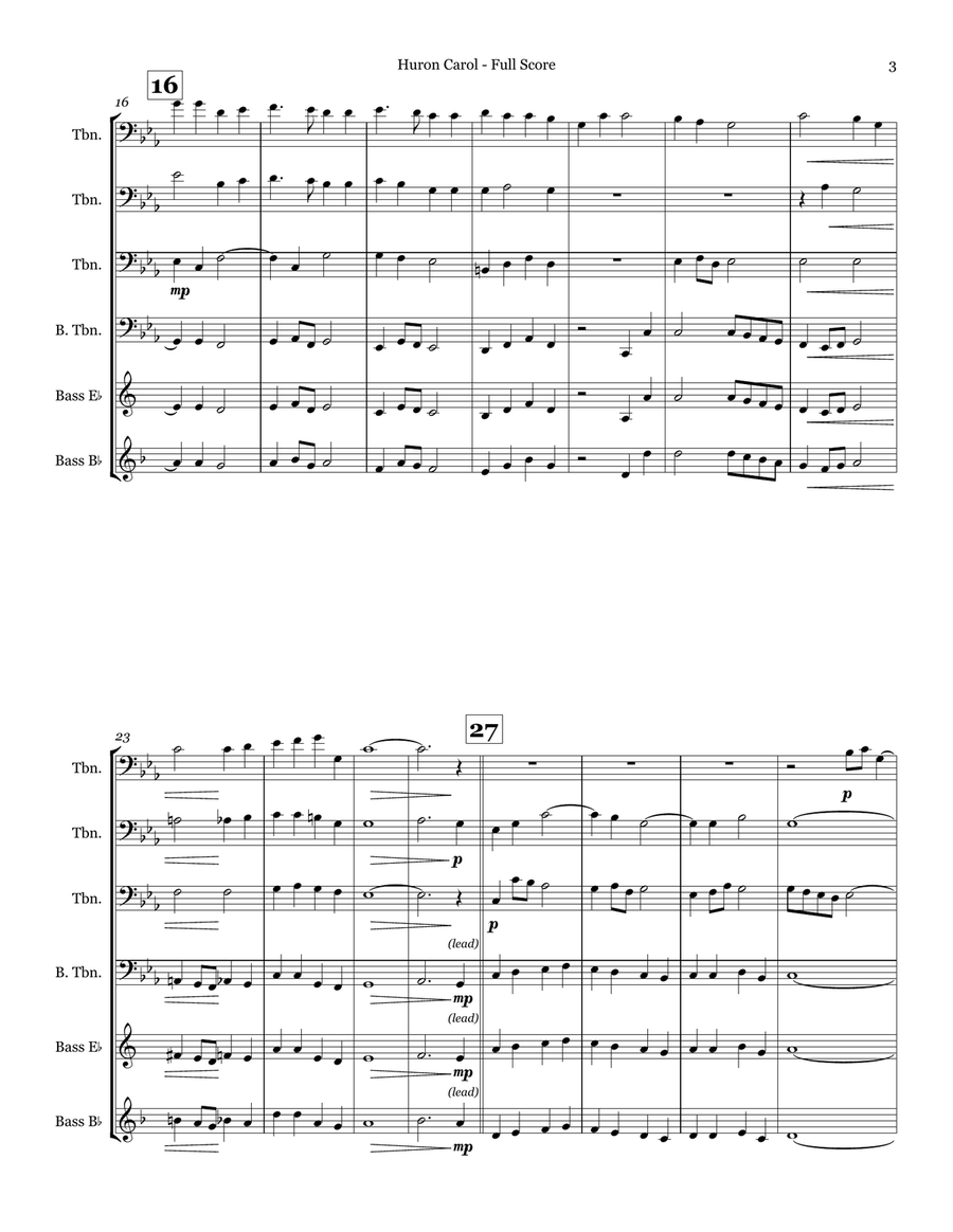 Huron Carol Huron Carol Brass Quartet scores gallery preview page 3
