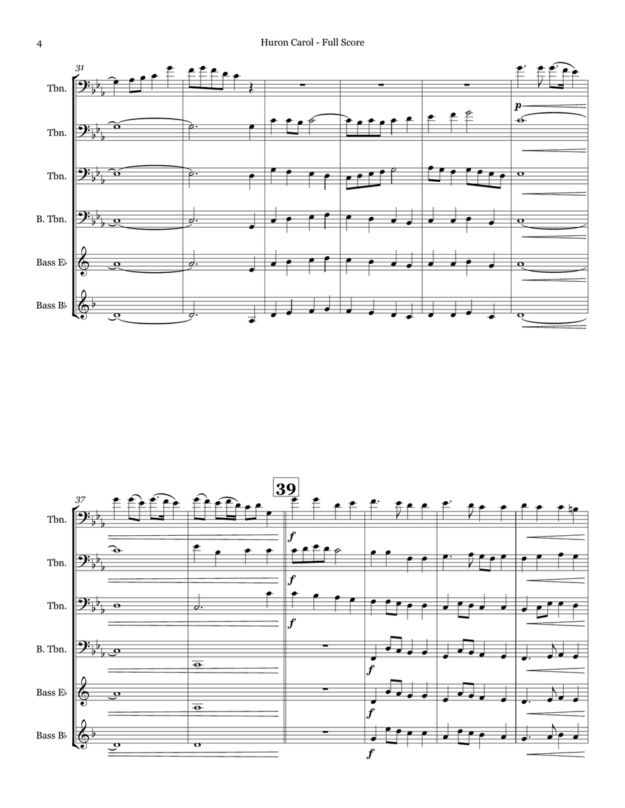 Huron Carol Huron Carol Brass Quartet scores gallery preview page 4