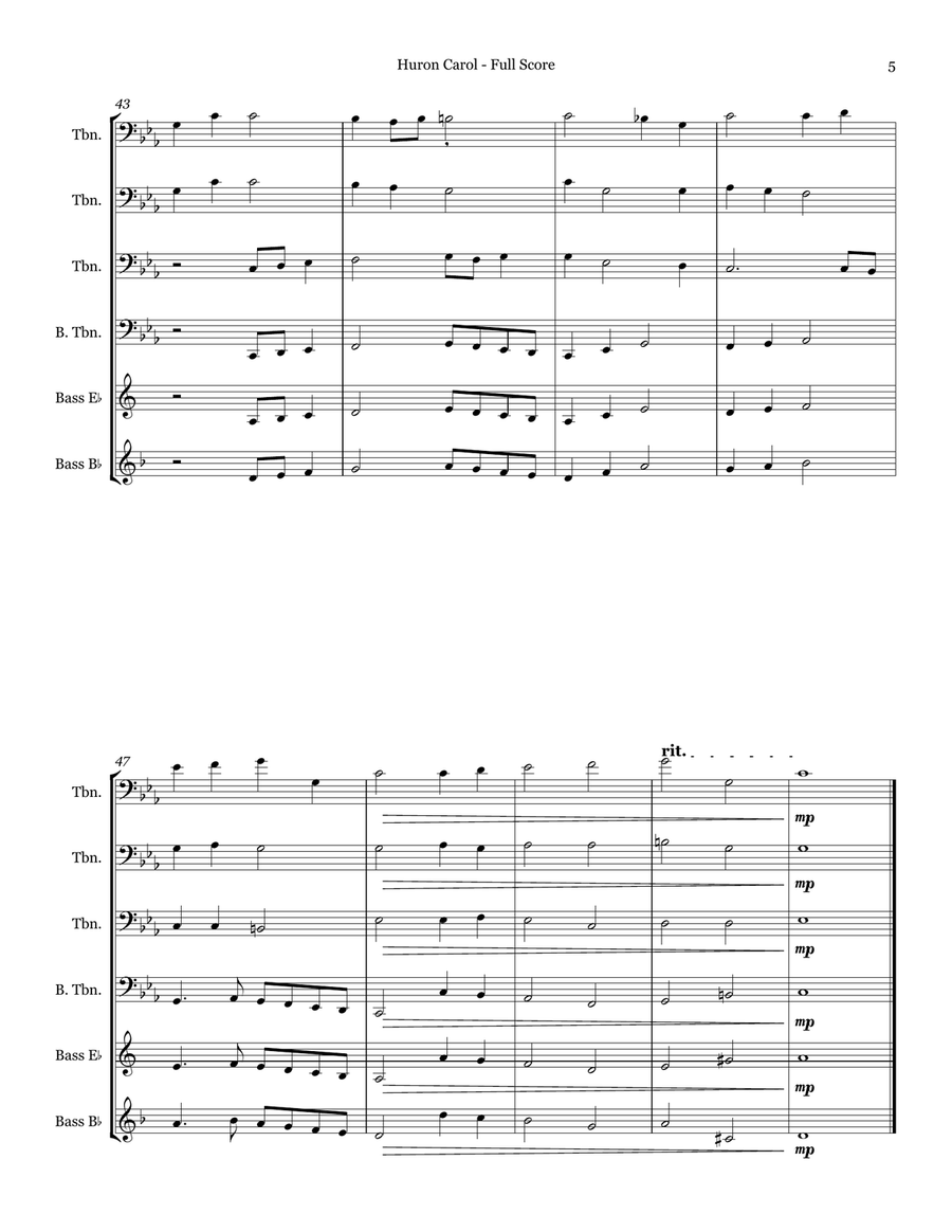 Huron Carol Huron Carol Brass Quartet scores gallery preview page 5