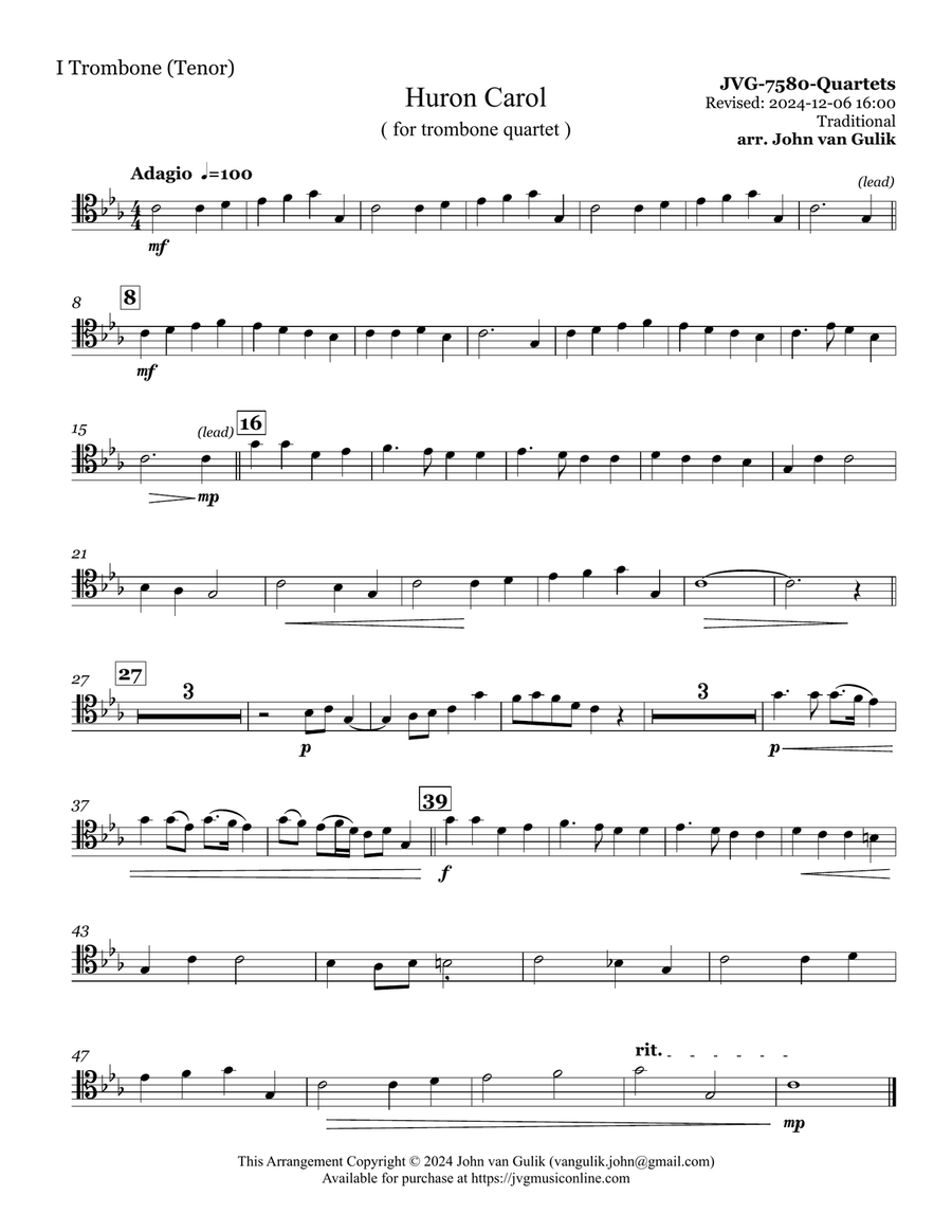 Huron Carol Huron Carol Brass Quartet scores gallery preview page 6