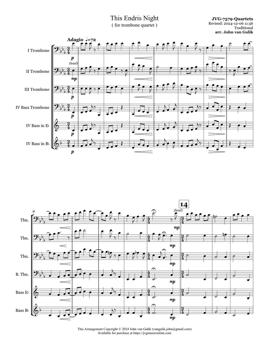 This Endris Night This Endris Night Brass Quartet scores gallery preview page 2