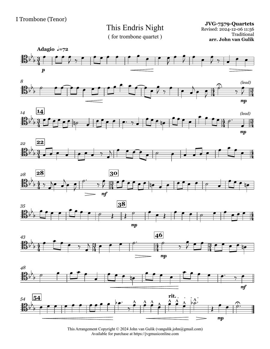 This Endris Night This Endris Night Brass Quartet scores gallery preview page 6