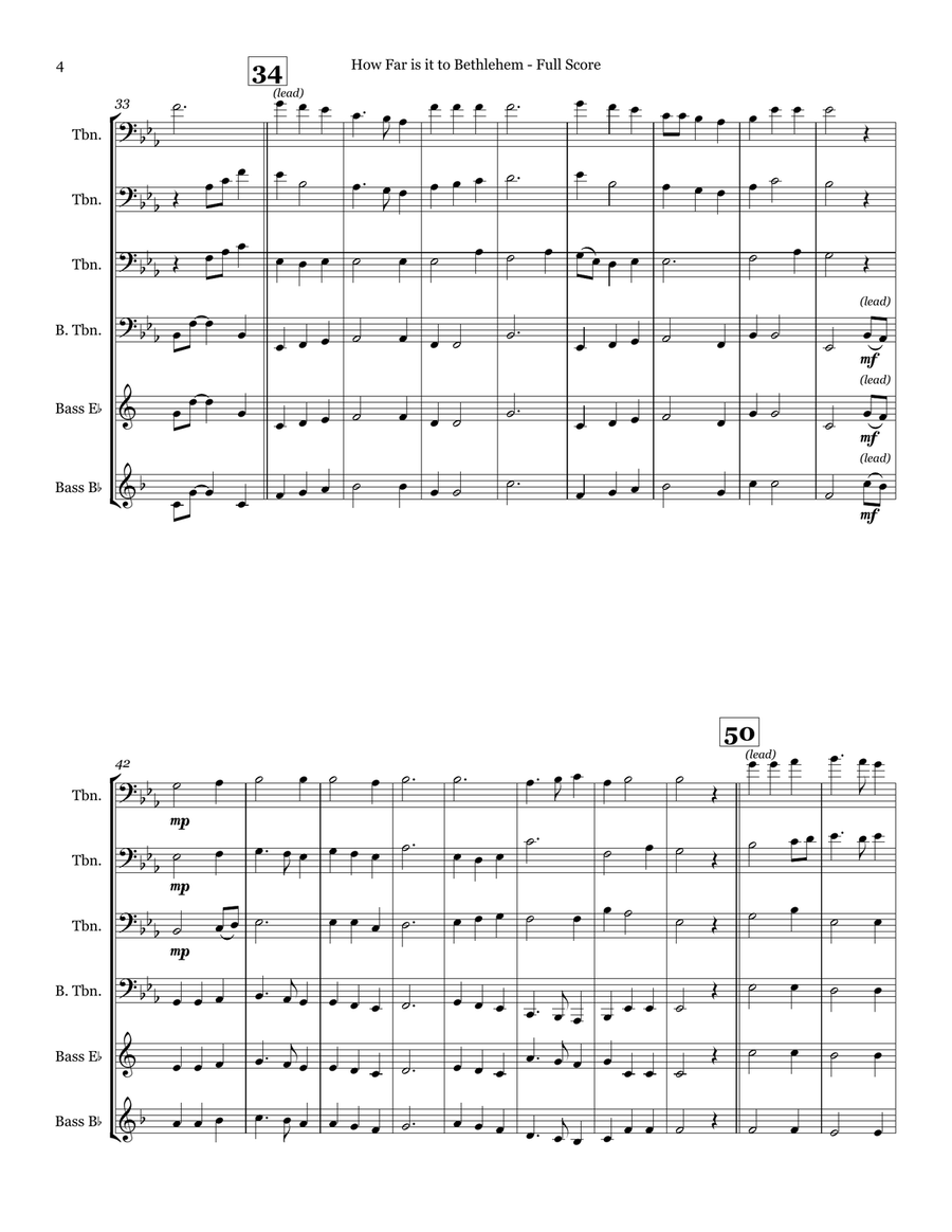 How Far is it to Bethlehem Brass Quartet scores gallery preview page 4