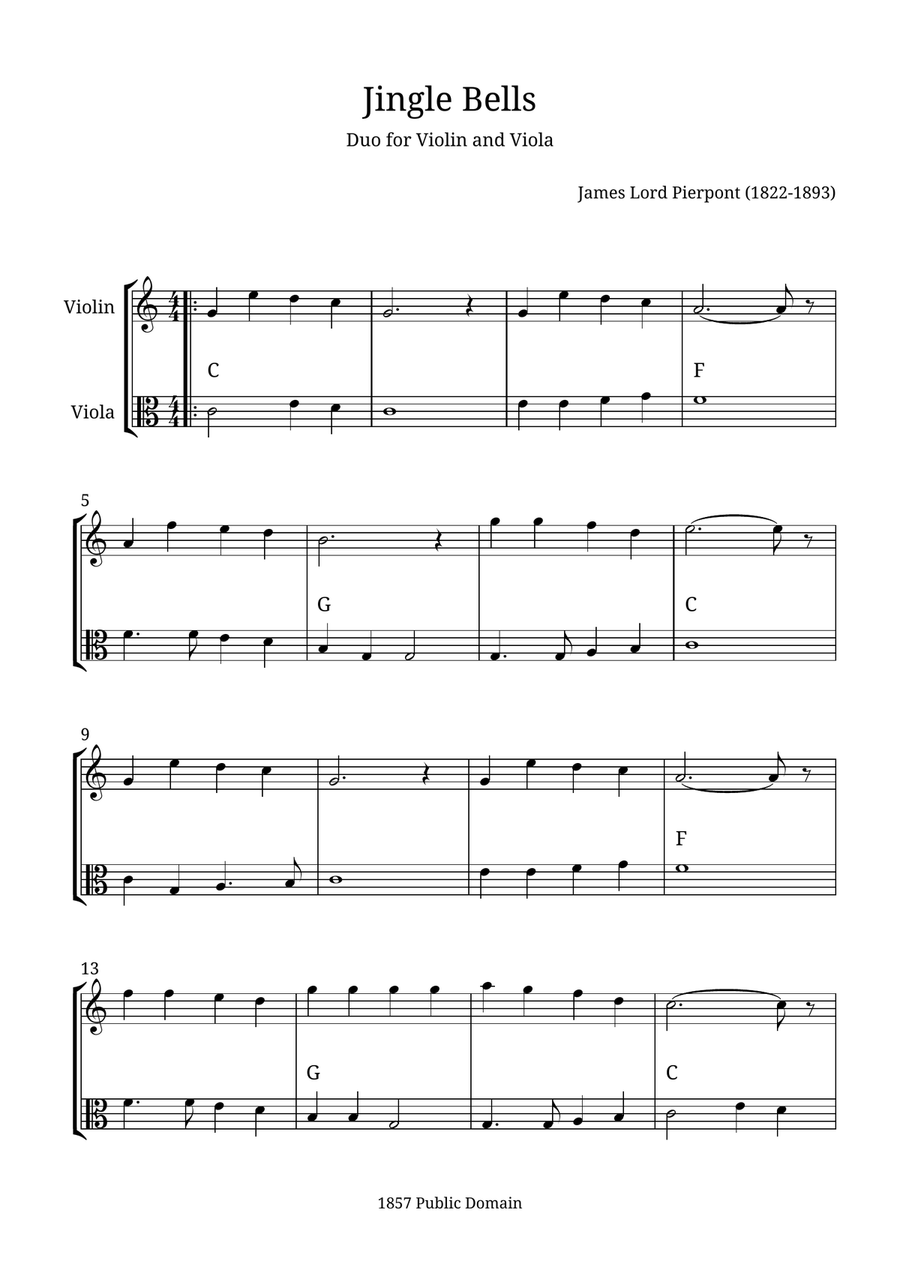 Jingle Bells Jingle Bells String Duet scores gallery preview page 1