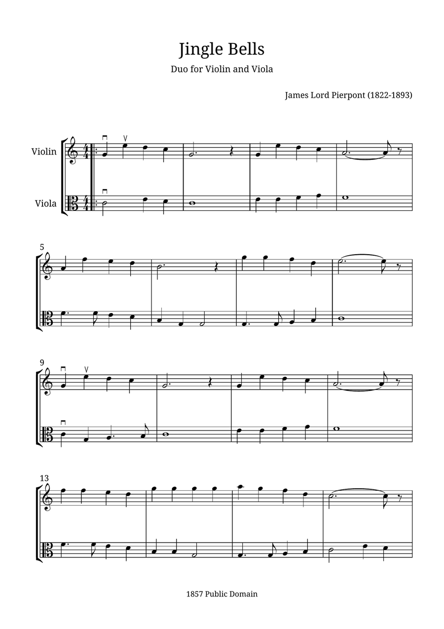 Jingle Bells Jingle Bells String Duet scores gallery preview page 1