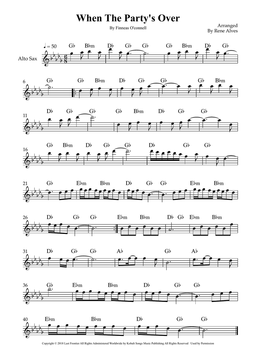 When The Party's Over When The Party's Over Alto Saxophone scores gallery preview page 1