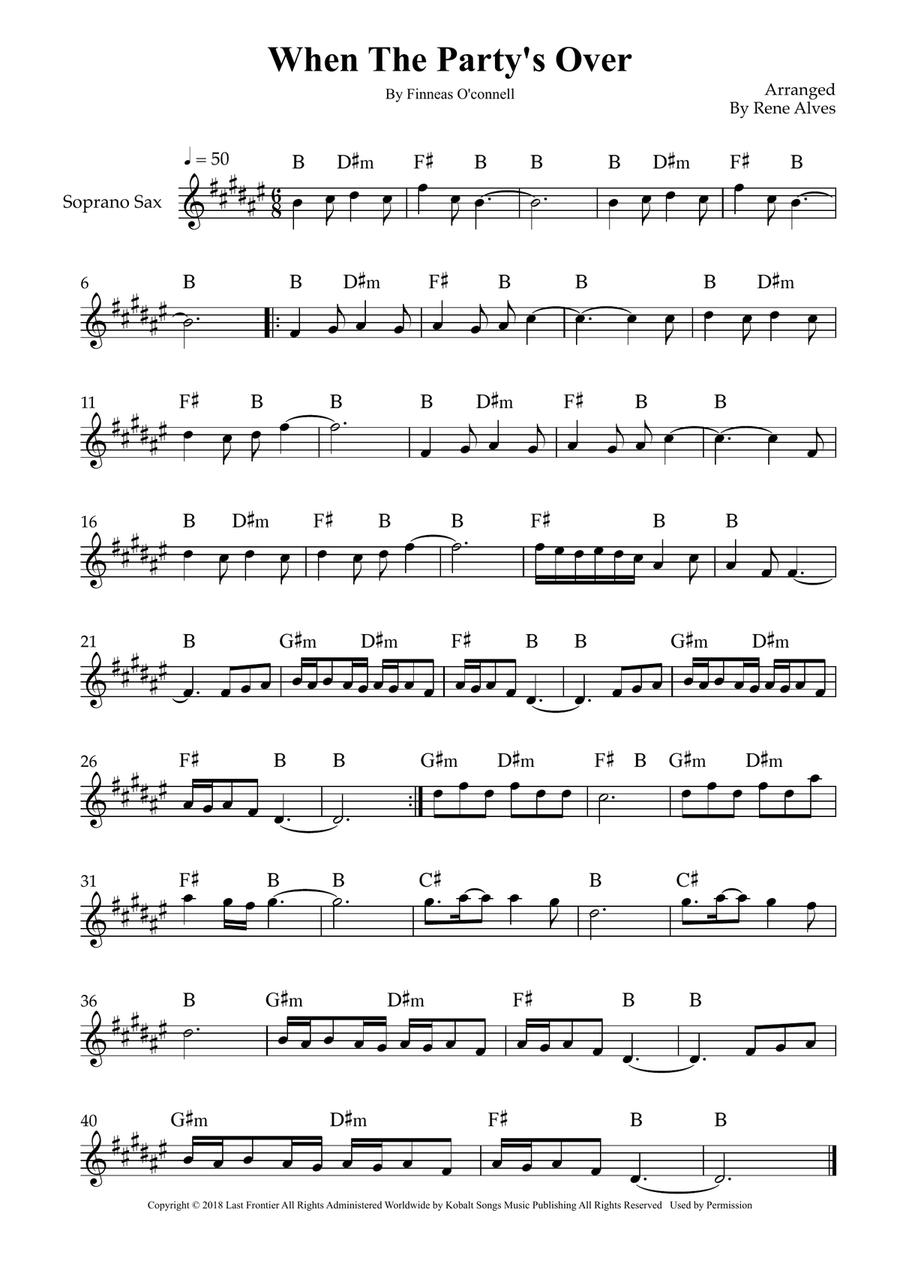 When The Party's Over When The Party's Over Soprano Saxophone scores gallery preview page 1