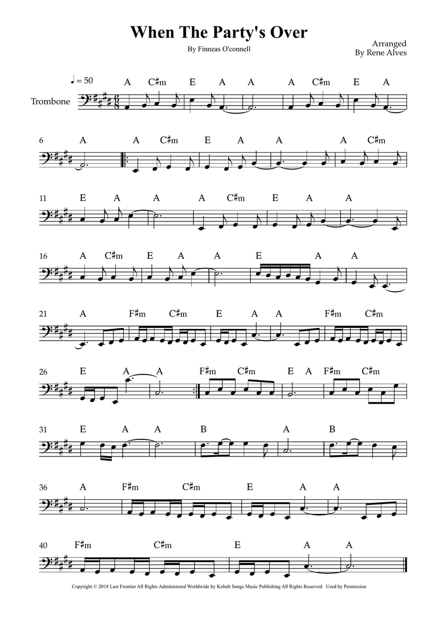 When The Party's Over When The Party's Over Trombone Solo scores gallery preview page 1