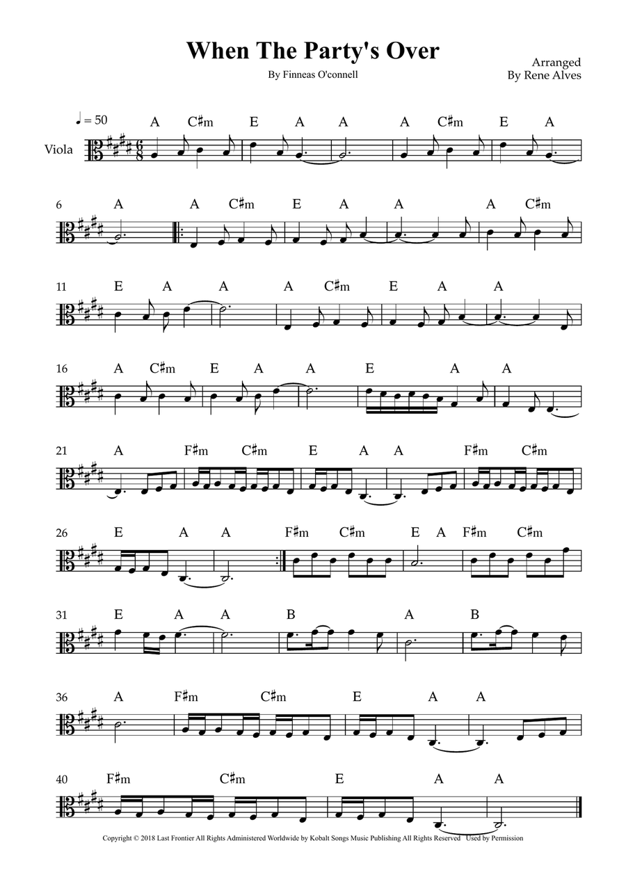 When The Party's Over When The Party's Over Viola Solo scores gallery preview page 1