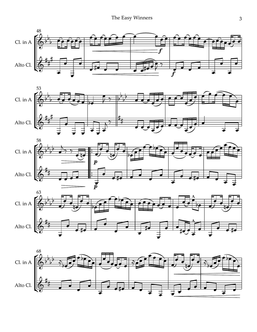 Two Joplin Rags (Clarinet in A and Alto Clarinet) Clarinet Duet scores gallery preview page 3