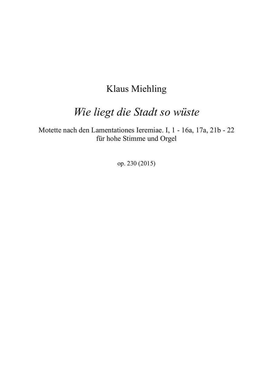Wie liegt die Stadt so wüste Piano, Vocal scores gallery preview page 1