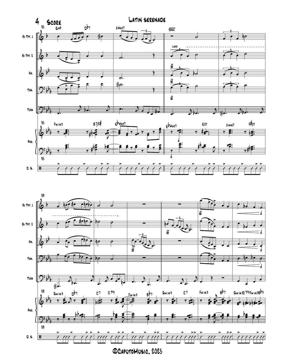 Latin Serenade for Brass Quintet w/Optional Drum Set and Piano Brass Ensemble scores gallery preview page 5