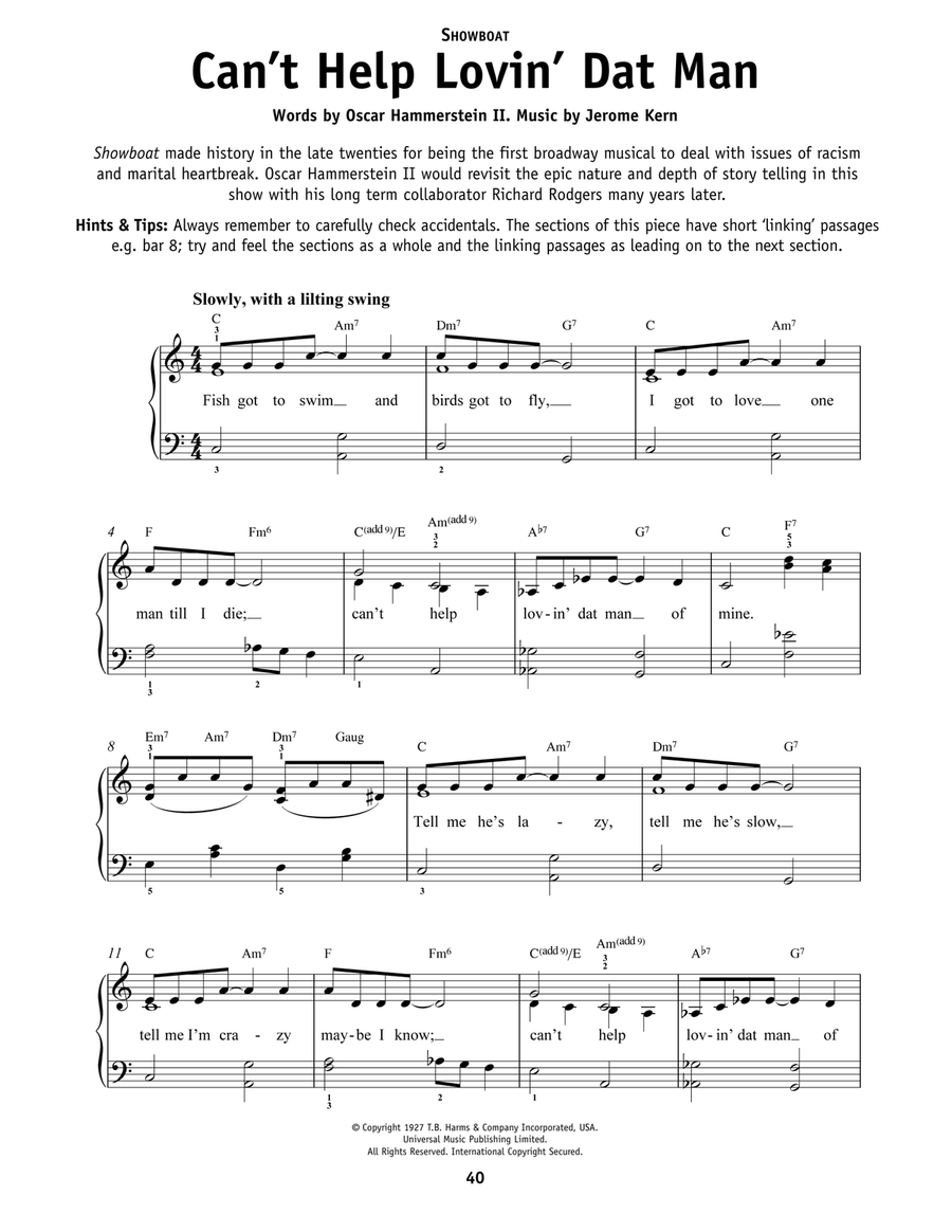 Can't Help Lovin' Dat Man (from Show Boat) Easy Piano scores gallery preview page 1