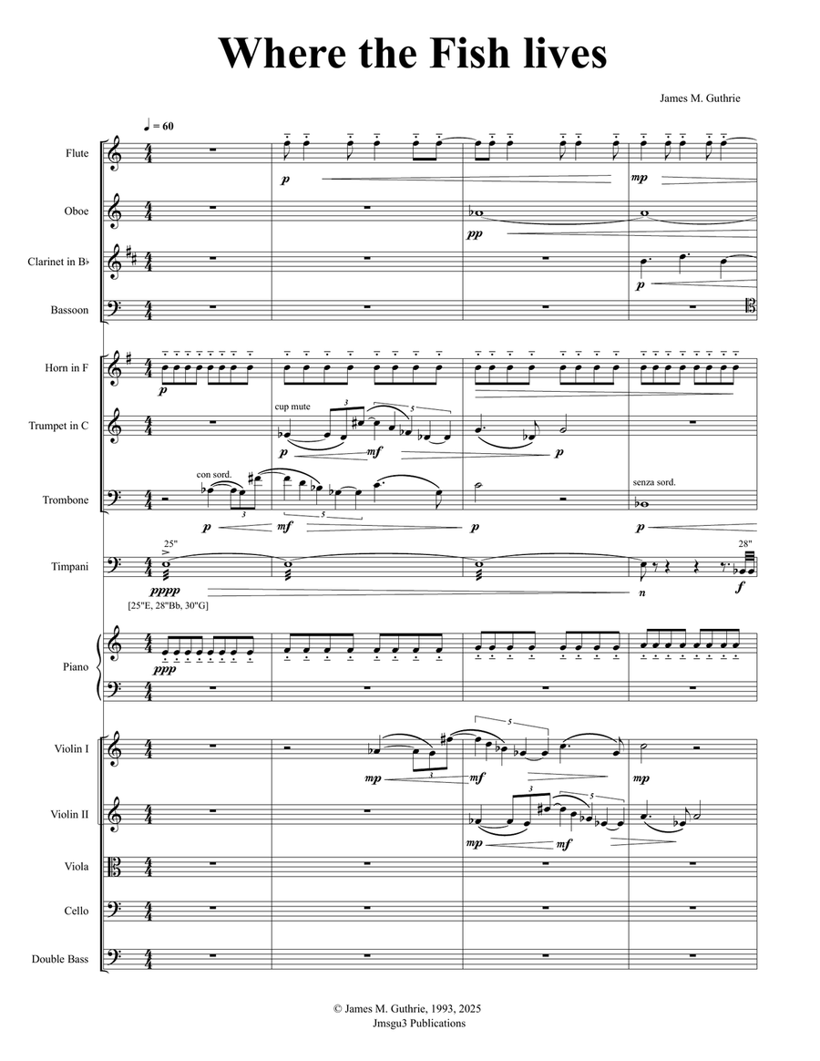 Guthrie: Where the Fish Lives for Chamber Orchestra - Score Only Chamber Music scores gallery preview page 1