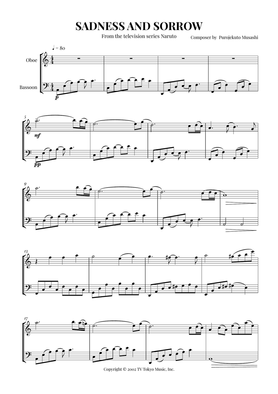 Sadness And Sorrow Sadness And Sorrow Woodwind Duet scores gallery preview page 1