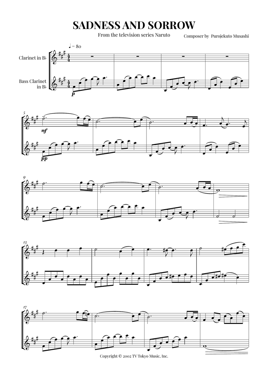 Sadness And Sorrow Sadness And Sorrow Woodwind Duet scores gallery preview page 1
