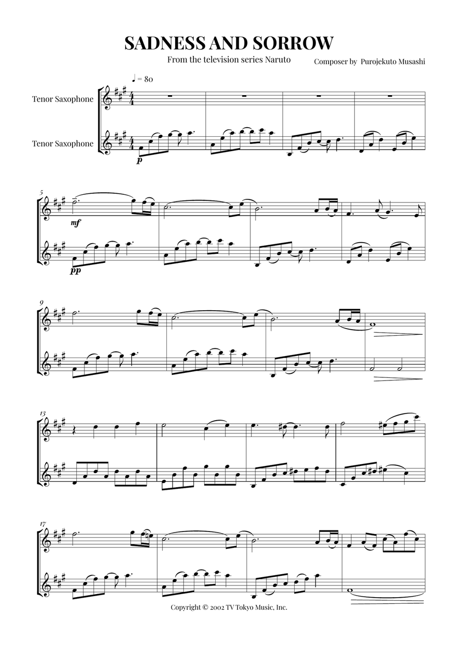 Sadness And Sorrow Sadness And Sorrow Woodwind Duet scores gallery preview page 1