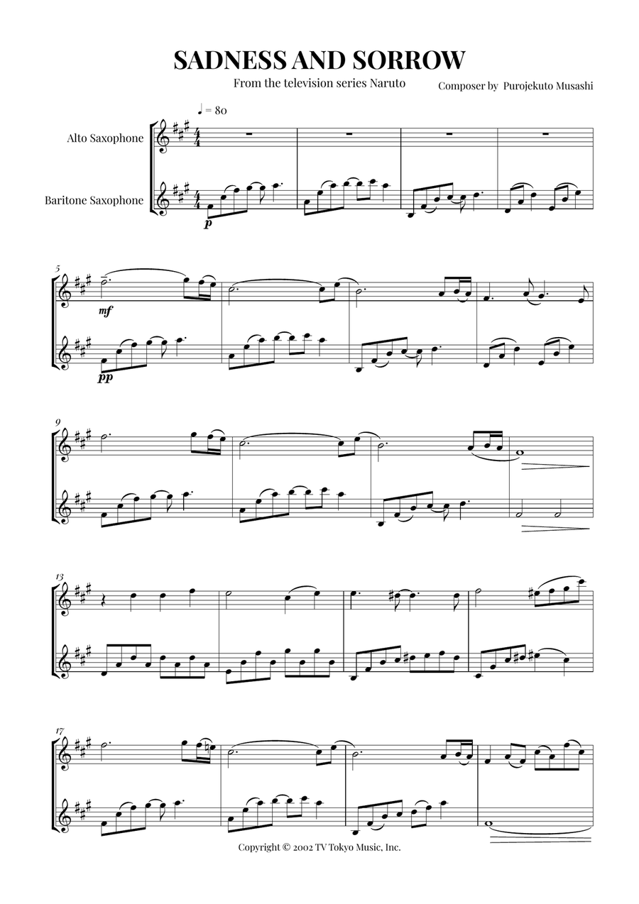 Sadness And Sorrow Sadness And Sorrow Woodwind Duet scores gallery preview page 1