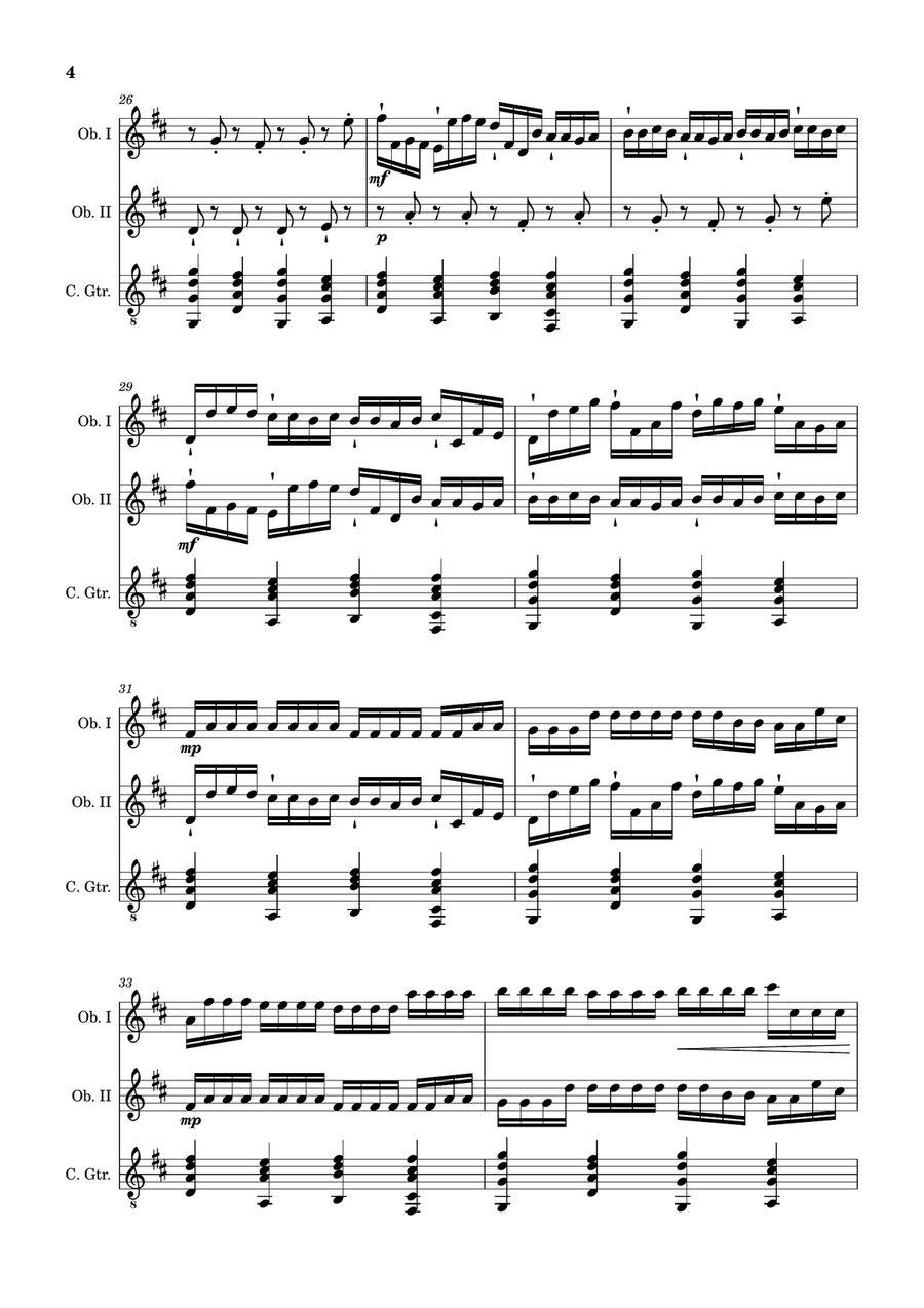 Canon in D Major, P.37; T.337. Oboe Duet and Guitar. Score and Parts Chamber Music scores gallery preview page 4