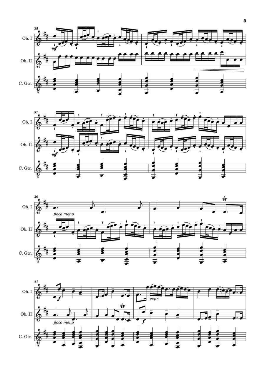 Canon in D Major, P.37; T.337. Oboe Duet and Guitar. Score and Parts Chamber Music scores gallery preview page 5