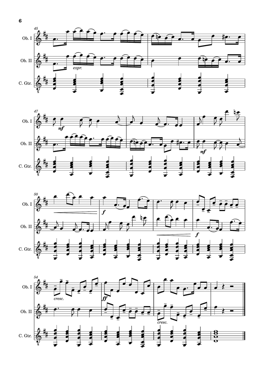 Canon in D Major, P.37; T.337. Oboe Duet and Guitar. Score and Parts Chamber Music scores gallery preview page 6