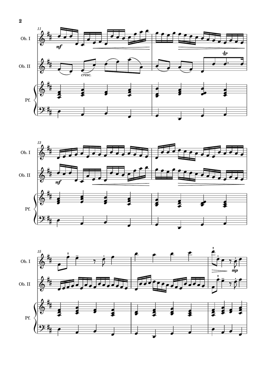 Canon in D Major, P.37; T.337. Oboe Duet and Piano. Score and Parts Small Ensemble scores gallery preview page 2