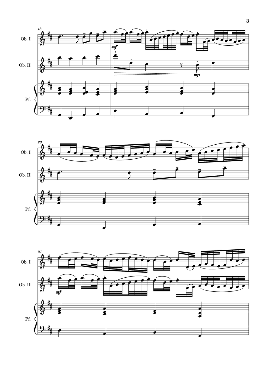 Canon in D Major, P.37; T.337. Oboe Duet and Piano. Score and Parts Small Ensemble scores gallery preview page 3