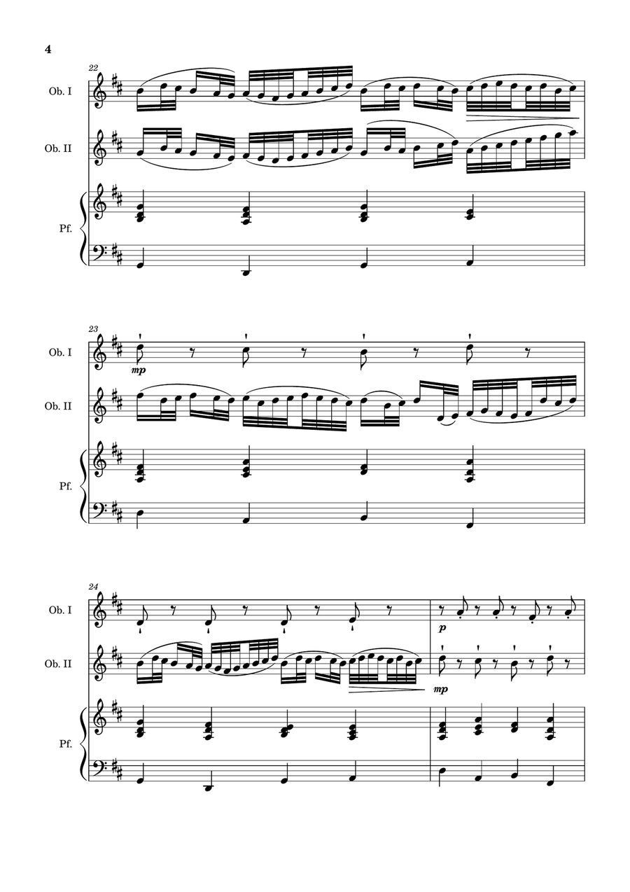 Canon in D Major, P.37; T.337. Oboe Duet and Piano. Score and Parts Small Ensemble scores gallery preview page 4