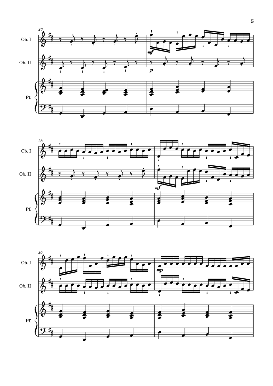 Canon in D Major, P.37; T.337. Oboe Duet and Piano. Score and Parts Small Ensemble scores gallery preview page 5