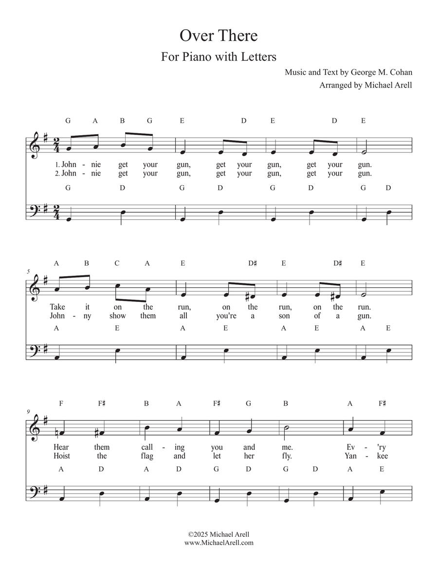 Over There for Piano Over There for Piano Easy Piano scores gallery preview page 1