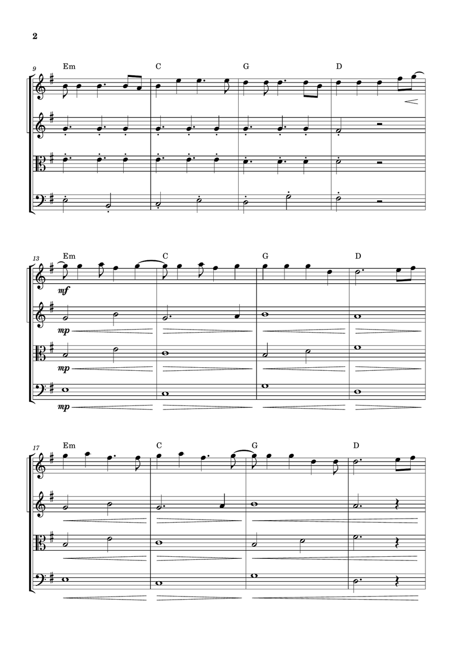 Cheap Thrills (Feat. Sean Paul) String Quartet scores gallery preview page 2