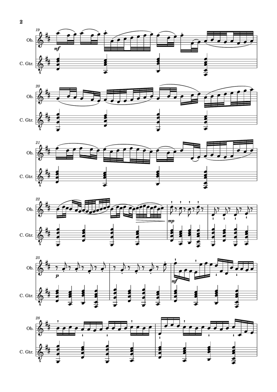 Canon in D Major, P.37; T.337. Arranged for Oboe and Guitar. Chamber Music scores gallery preview page 2