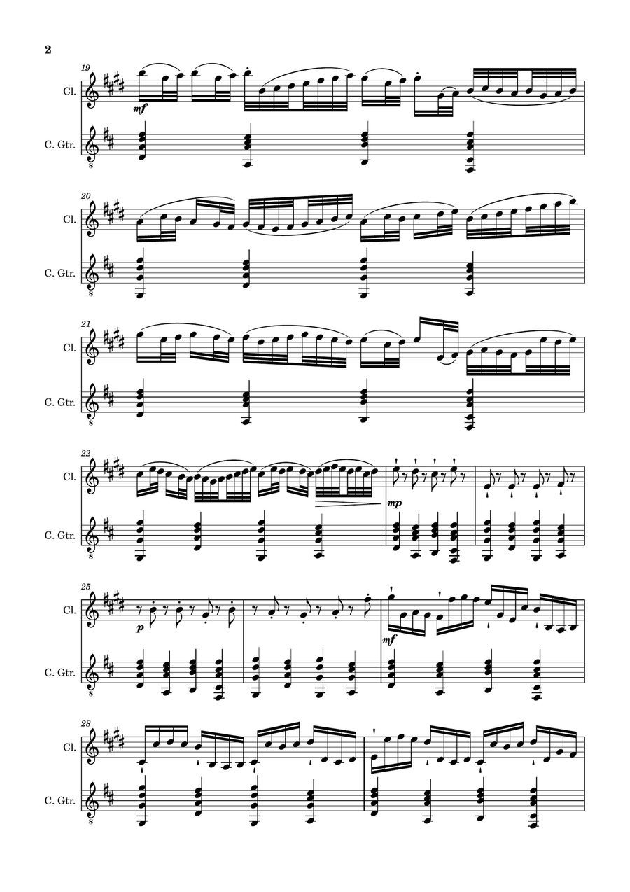 Canon in D Major, P.37; T.337. Arranged for Clarinet and Guitar Chamber Music scores gallery preview page 2
