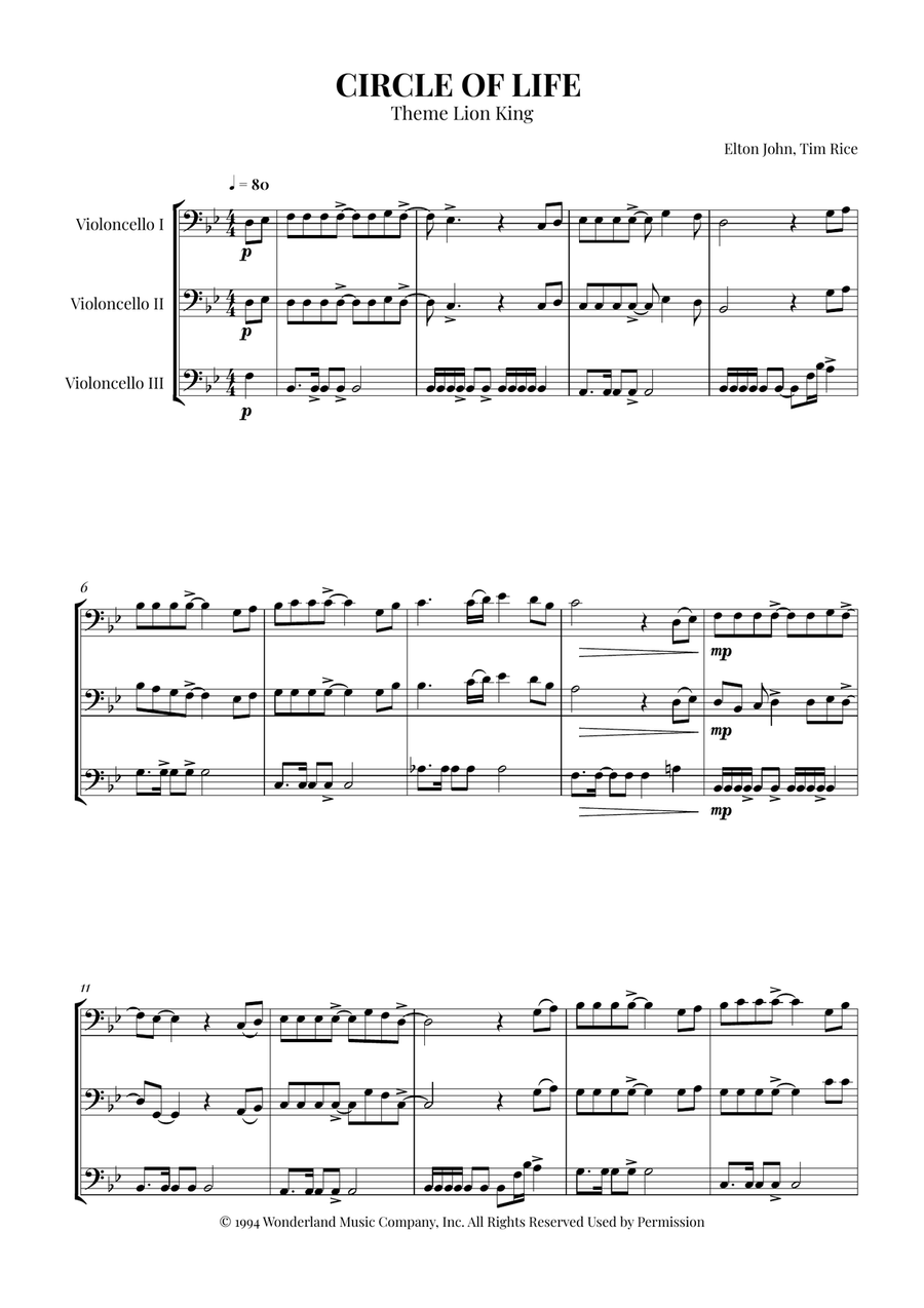 Circle Of Life Circle Of Life String Trio scores gallery preview page 1