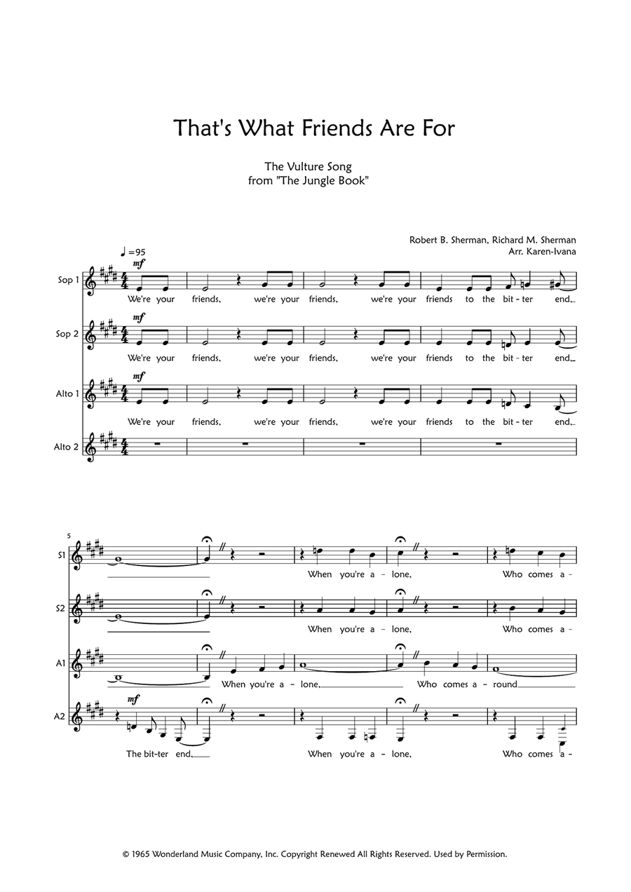 That's What Friends Are For (The Vulture Song) SSAA scores gallery preview page 1