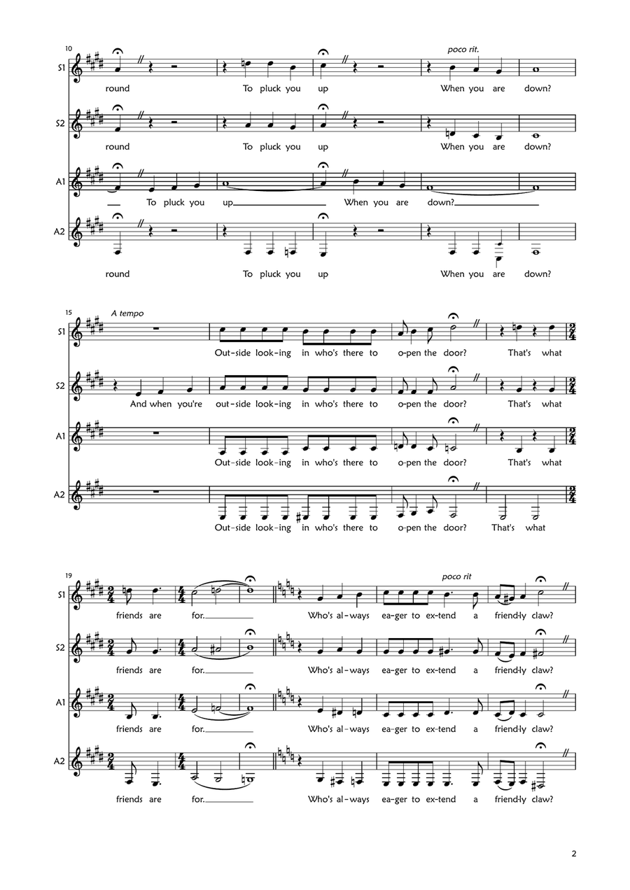 That's What Friends Are For (The Vulture Song) SSAA scores gallery preview page 2