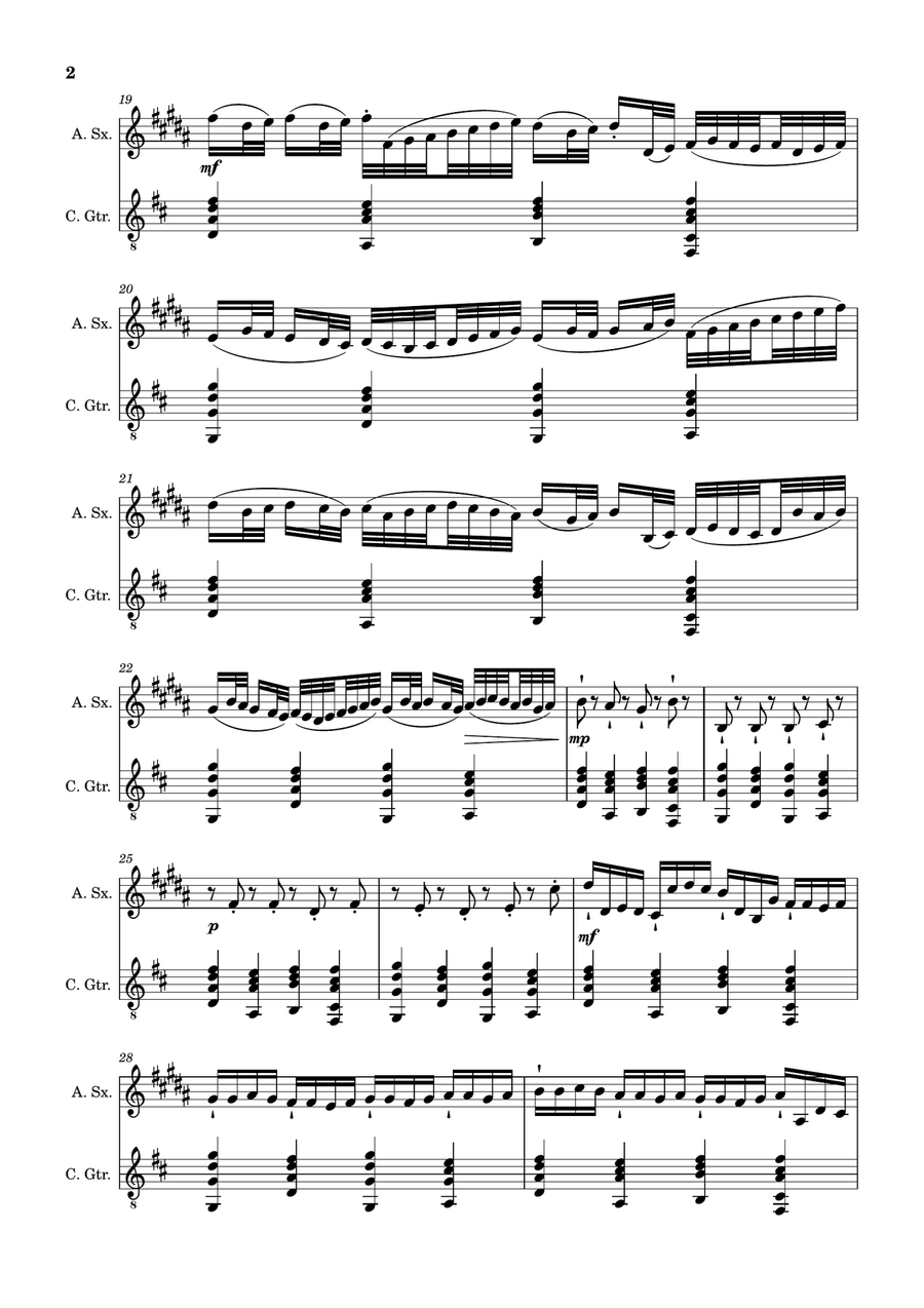 Canon in D Major, P.37; T.337. Arranged for A. Sax and Guitar Chamber Music scores gallery preview page 2