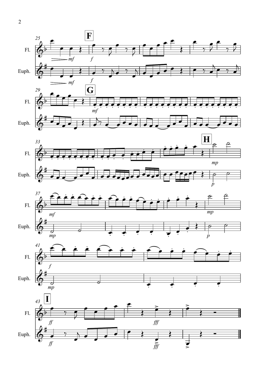 Eine Kleine Nachtmusik (1st Movement) for Flute and Euphonium Duet Flute scores gallery preview page 2