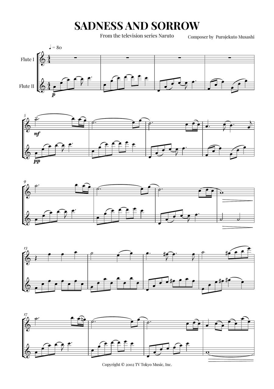 Sadness And Sorrow Sadness And Sorrow Flute Duet scores gallery preview page 1